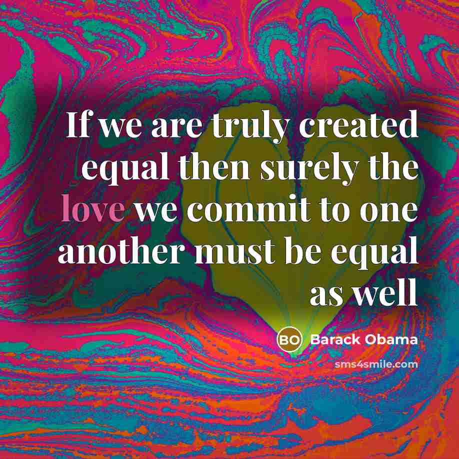 “If we are truly created equal then surely the love we commit to one another must be equal as well” quote by Barack Obama