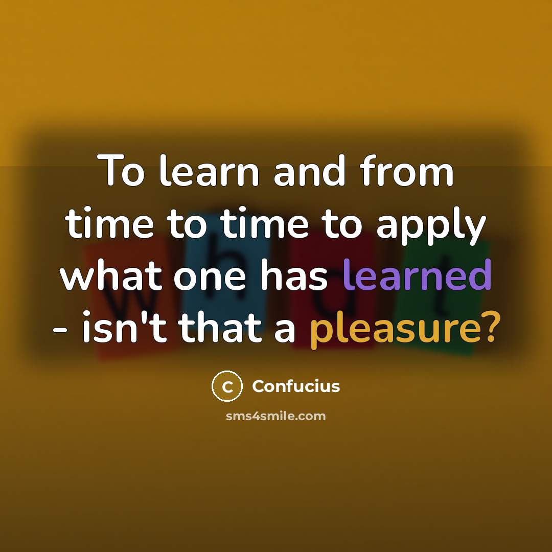 “To learn and from time to time to apply what one has learned - isn't that a pleasure?” quote by Confucius