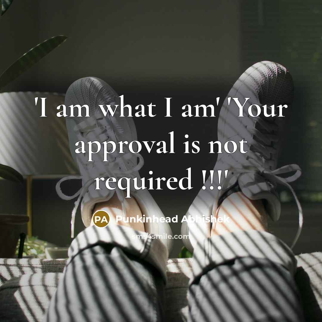“'I am what I am' 'Your approval is not required !!!'” quote by Punkinhead Abhishek