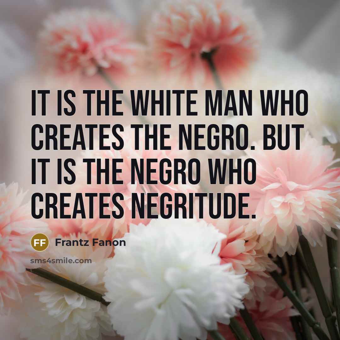 “It is the white man who creates the Negro. But it is the negro who creates negritude.” quote by Frantz Fanon