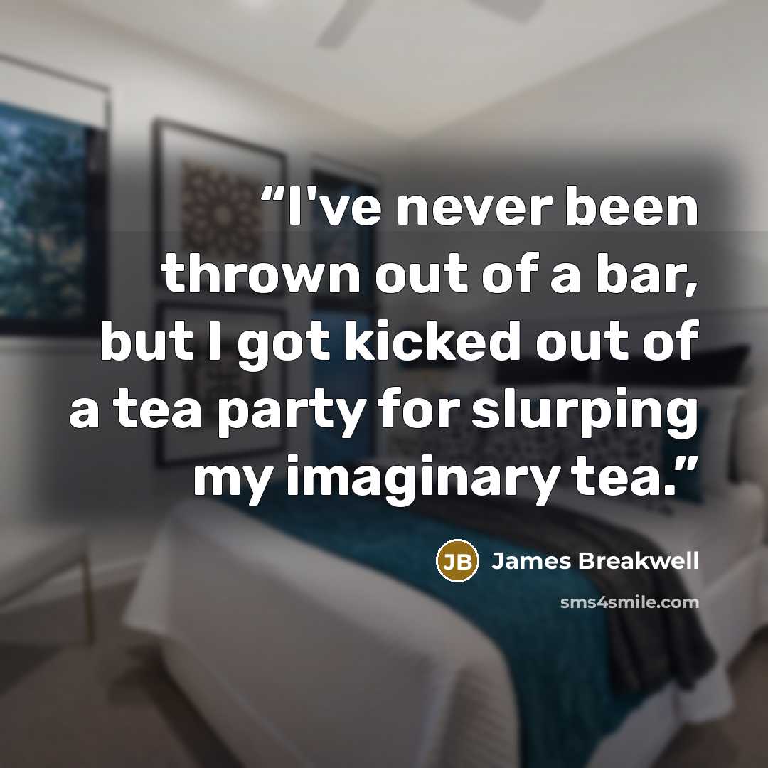 “I've never been thrown out of a bar, but I got kicked out of a tea party for slurping my imaginary tea.” quote by James Breakwell