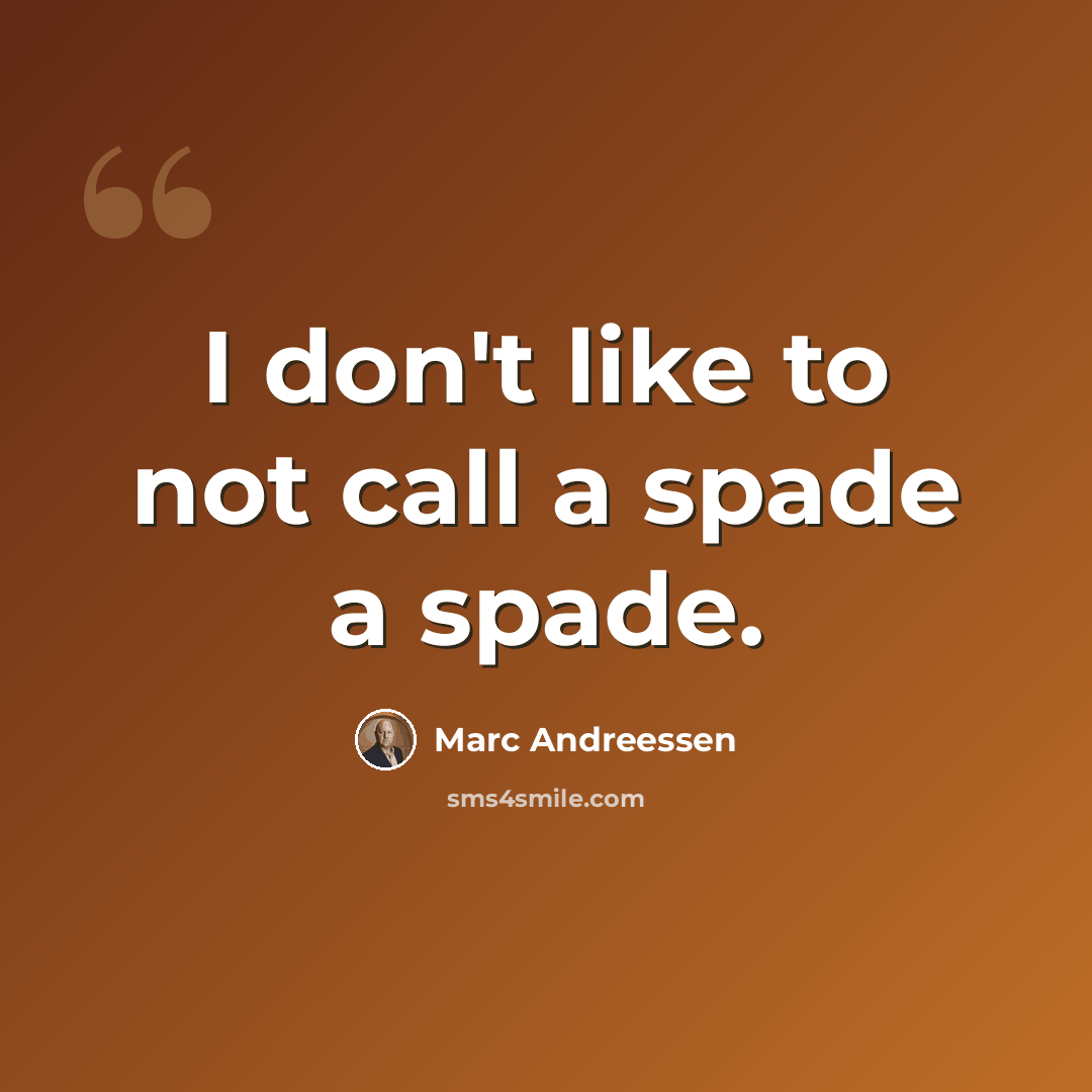 “I don't like to not call a spade a spade.” quote by Marc Andreessen