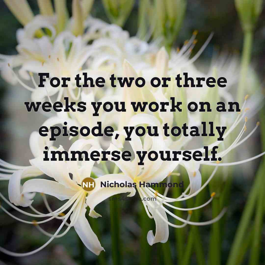 “For the two or three weeks you work on an episode, you totally immerse yourself.” quote by Nicholas Hammond