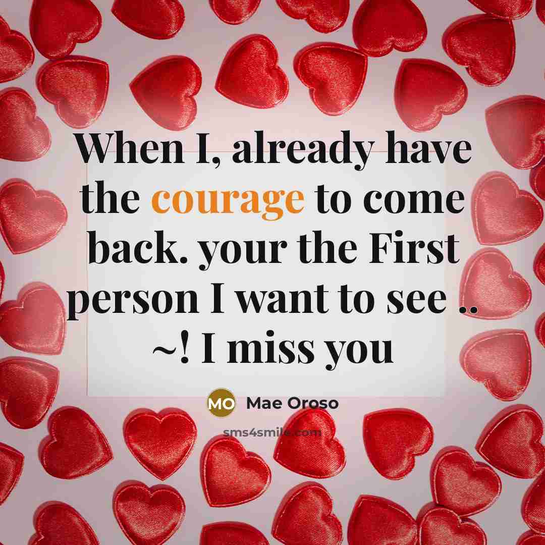 “When I, already have the courage to come back. your the First person I want to see .. ~! I miss you” quote by Mae Oroso