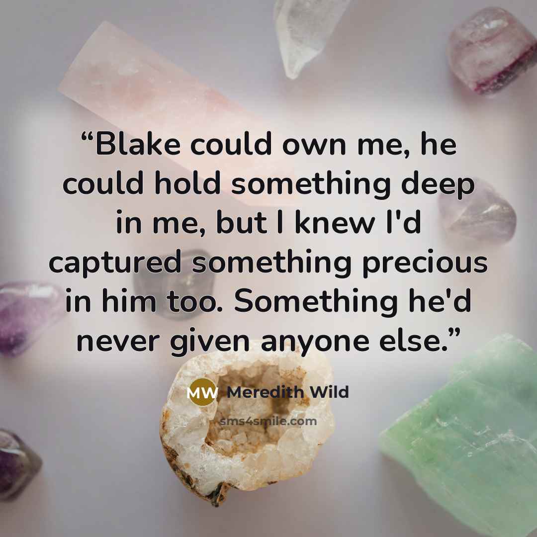 “Blake could own me, he could hold something deep in me, but I knew I'd captured something precious in him too. Something he'd never given anyone else.” quote by Meredith Wild