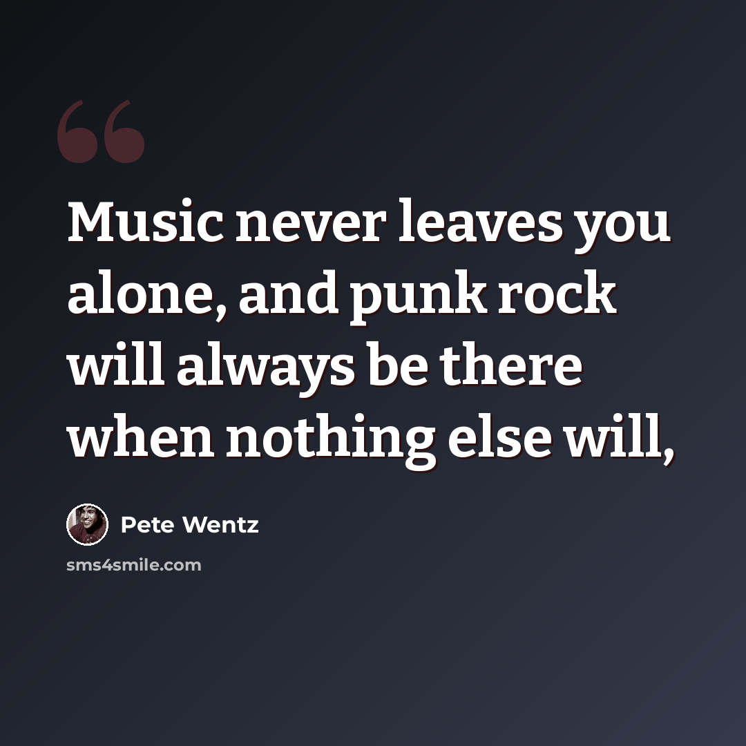 “Music never leaves you alone, and punk rock will always be there when nothing else will,” quote by Pete Wentz