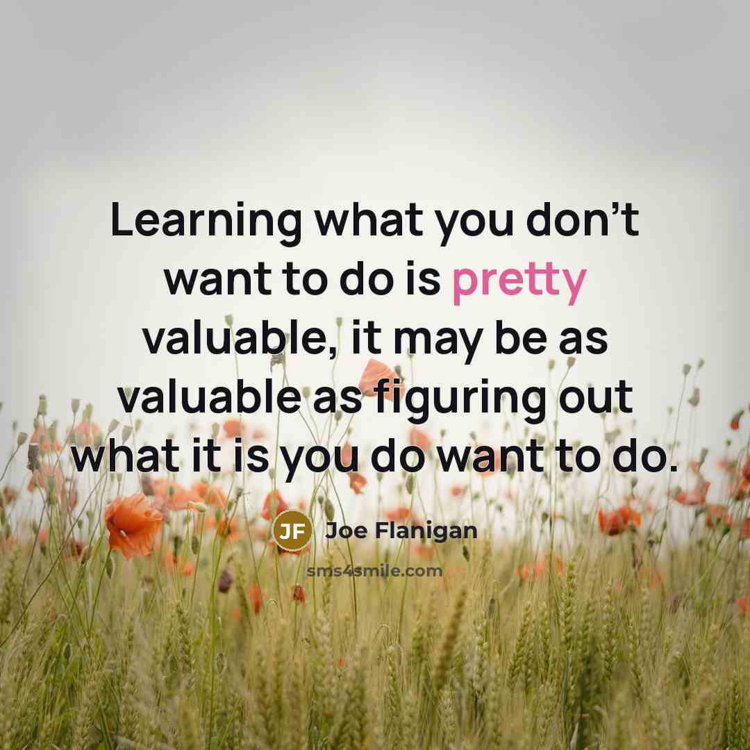 “Learning what you don't want to do is pretty valuable, it may be as valuable as figuring out what it is you do want to do.” quote by Joe Flanigan