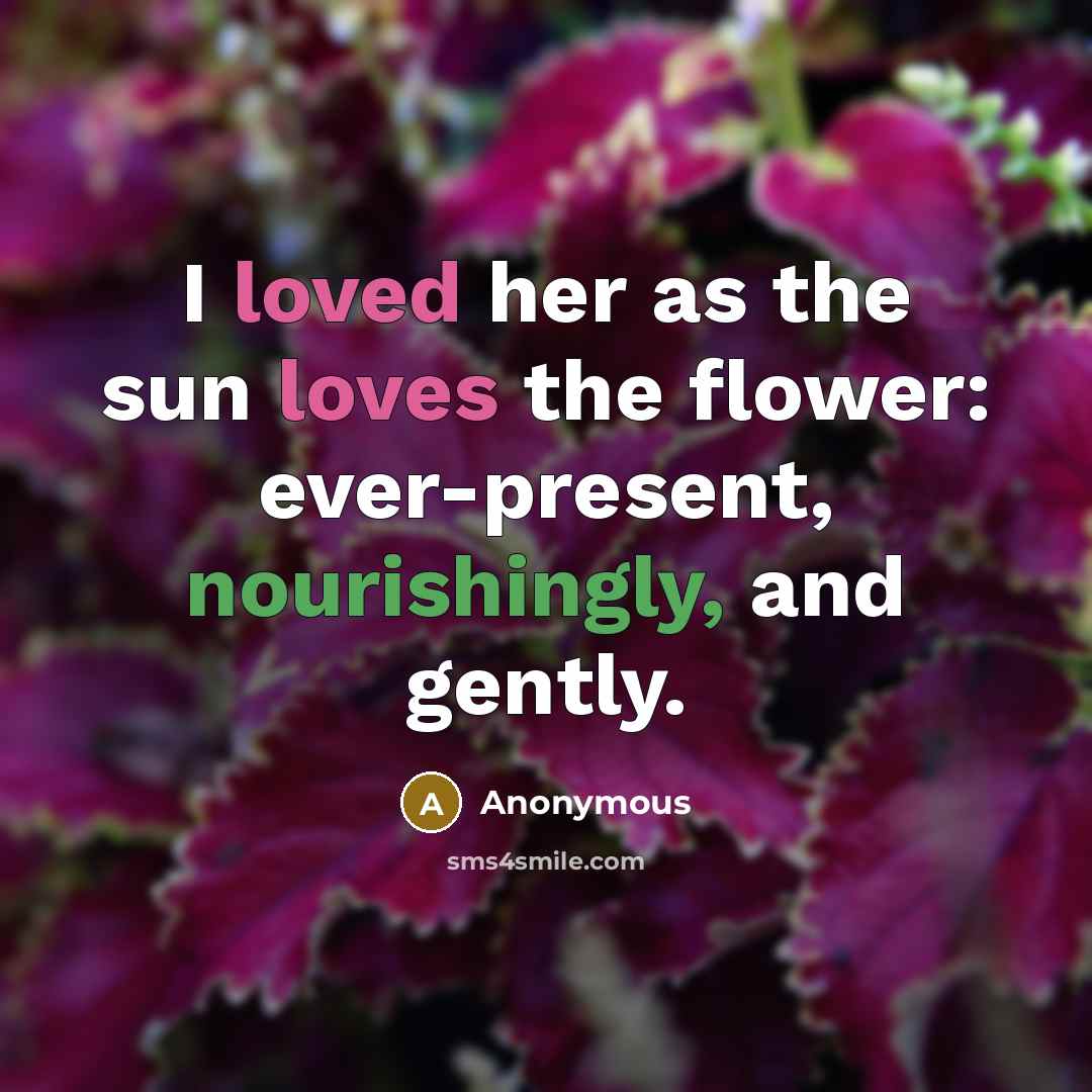 “I loved her as the sun loves the flower: ever-present, nourishingly, and gently.” quote by Anonymous