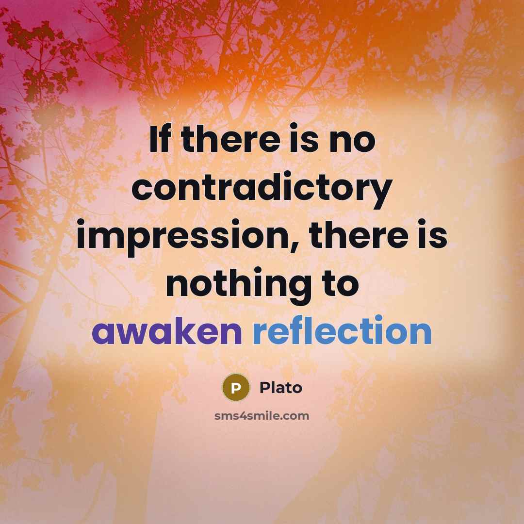 “If there is no contradictory impression, there is nothing to awaken reflection” quote by Plato