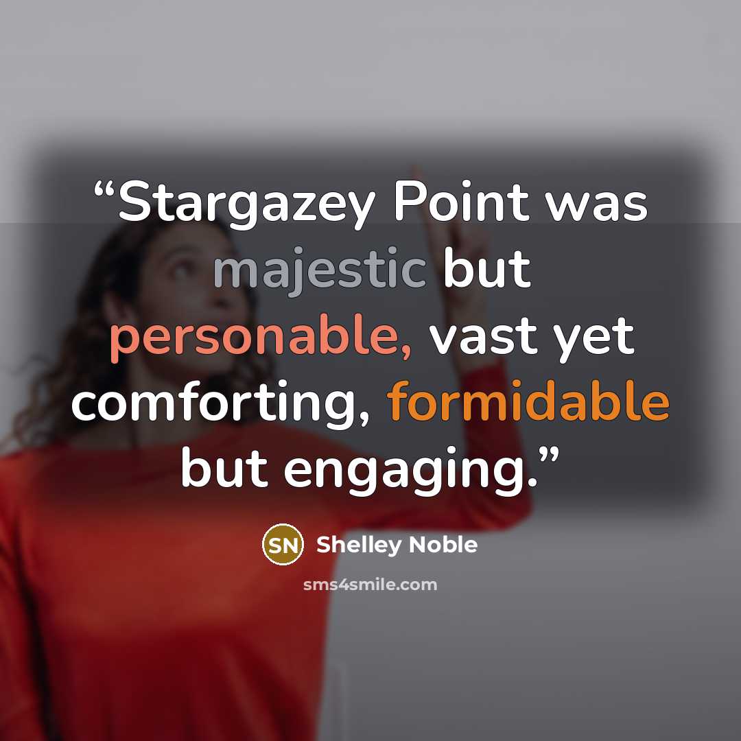 “Stargazey Point was majestic but personable, vast yet comforting, formidable but engaging.” quote by Shelley Noble