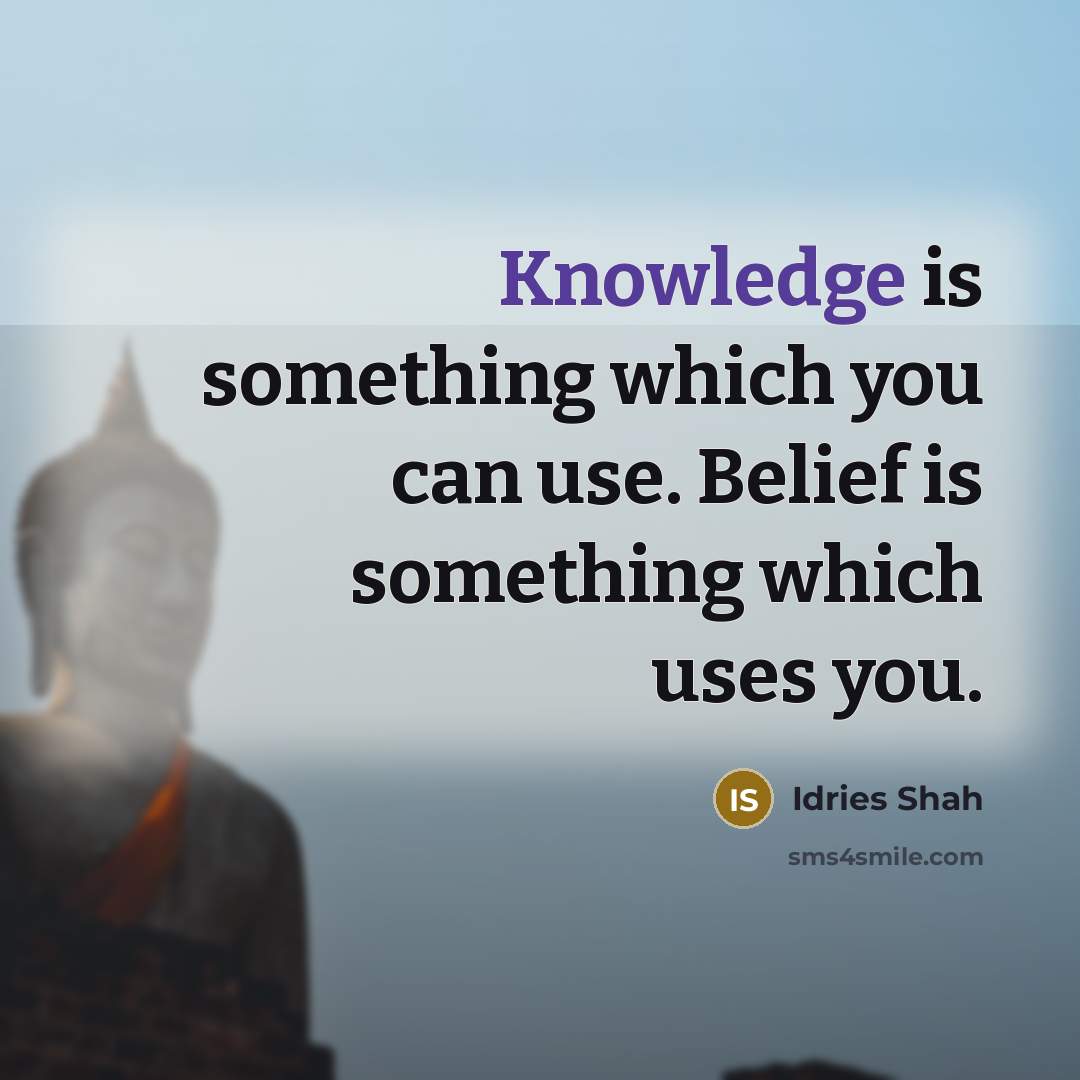 “Knowledge is something which you can use. Belief is something which uses you.” quote by Idries Shah