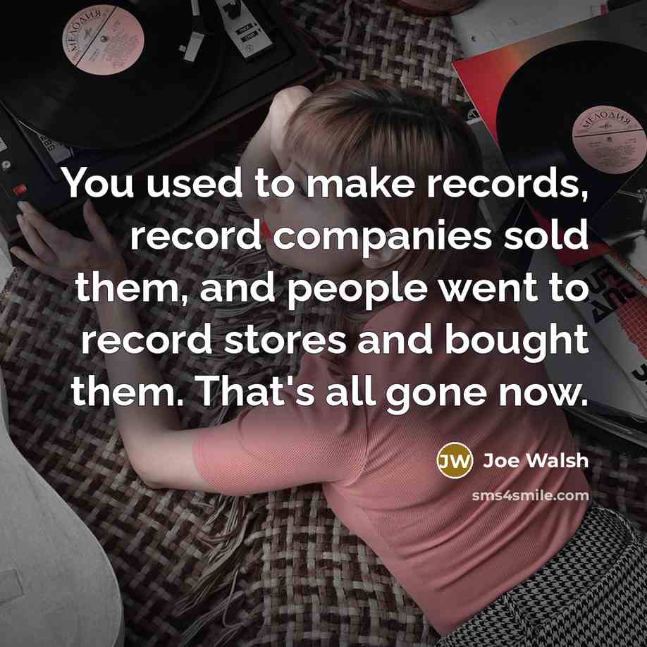 “You used to make records, record companies sold them, and people went to record stores and bought them. That's all gone now.” quote by Joe Walsh
