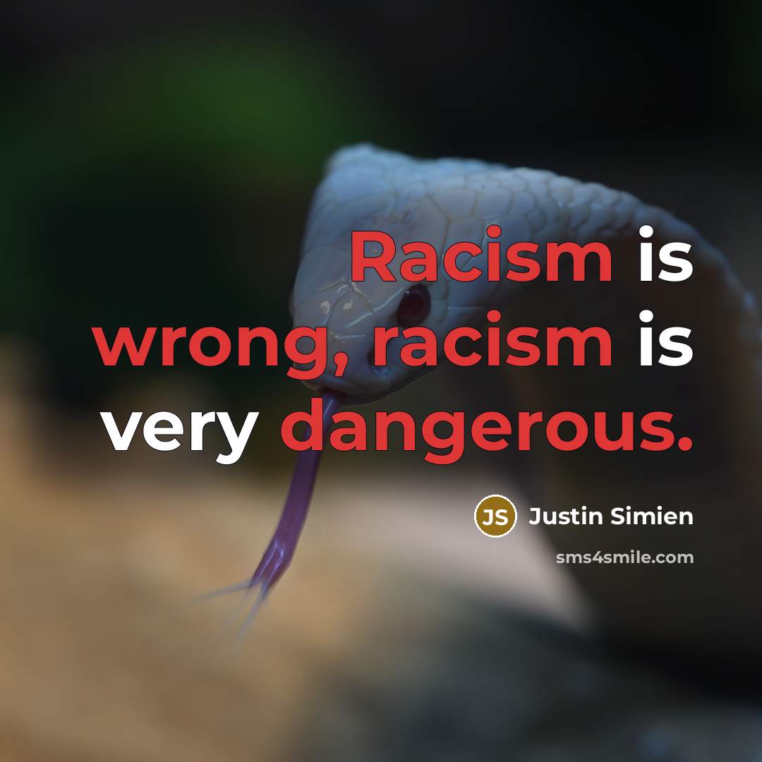 “Racism is wrong, racism is very dangerous.” quote by Justin Simien