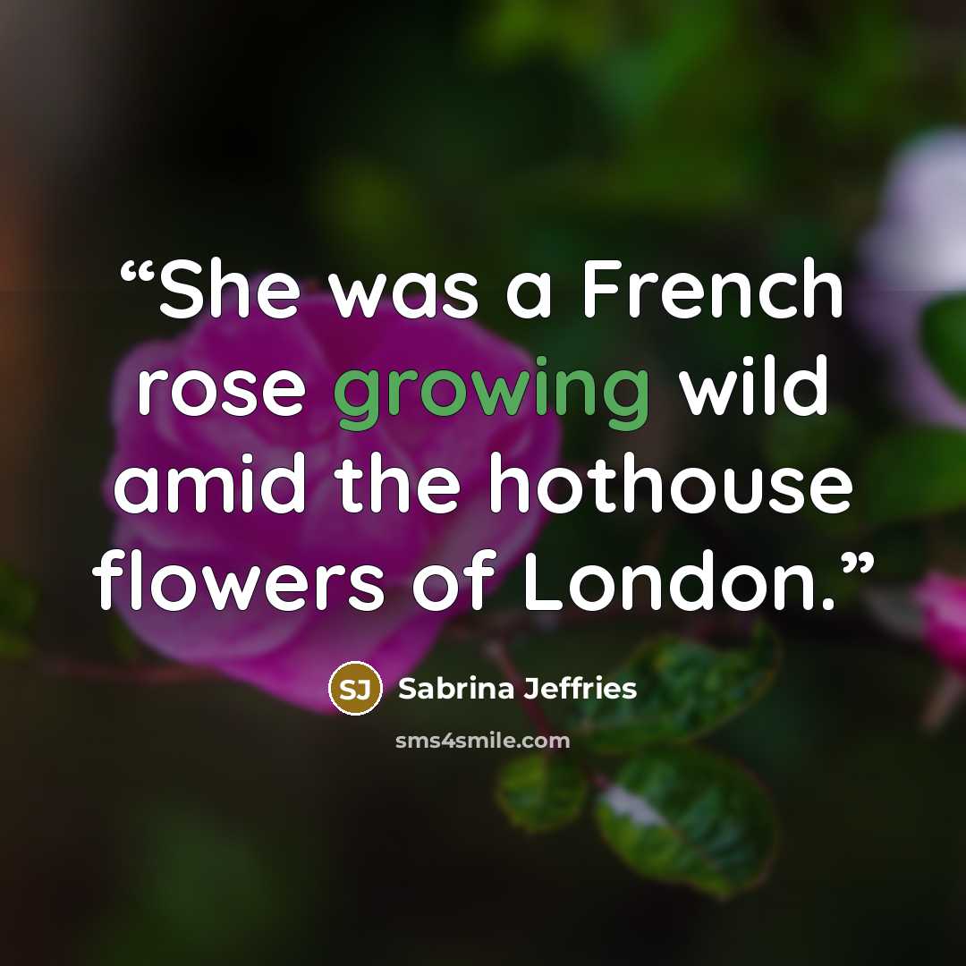“She was a French rose growing wild amid the hothouse flowers of London.” quote by Sabrina Jeffries