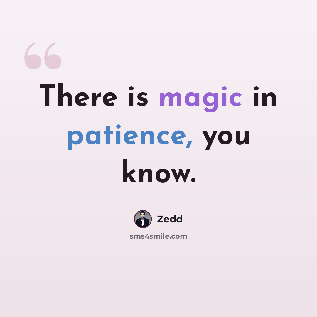 “There is magic in patience, you know.” quote by Zedd