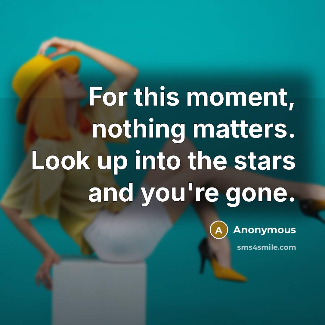 “For this moment, nothing matters. Look up into the stars and you're gone.” quote by Anonymous