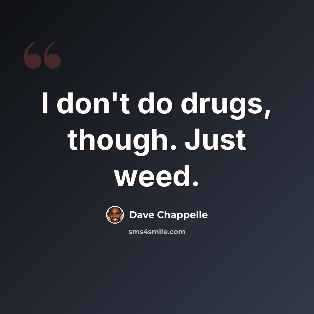 “I don't do drugs, though. Just weed.” quote by Dave Chappelle