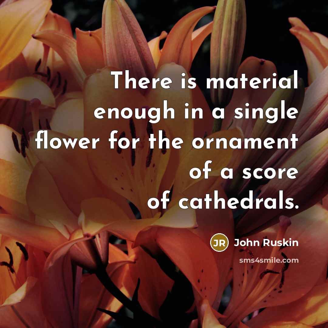 “There is material enough in a single flower for the ornament of a score of cathedrals.” quote by John Ruskin