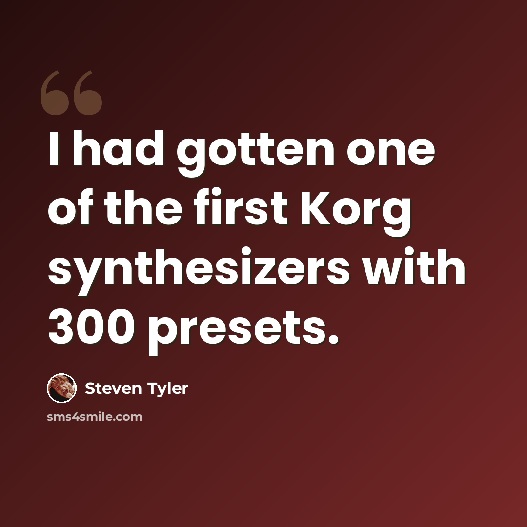 “I had gotten one of the first Korg synthesizers with 300 presets.” quote by Steven Tyler