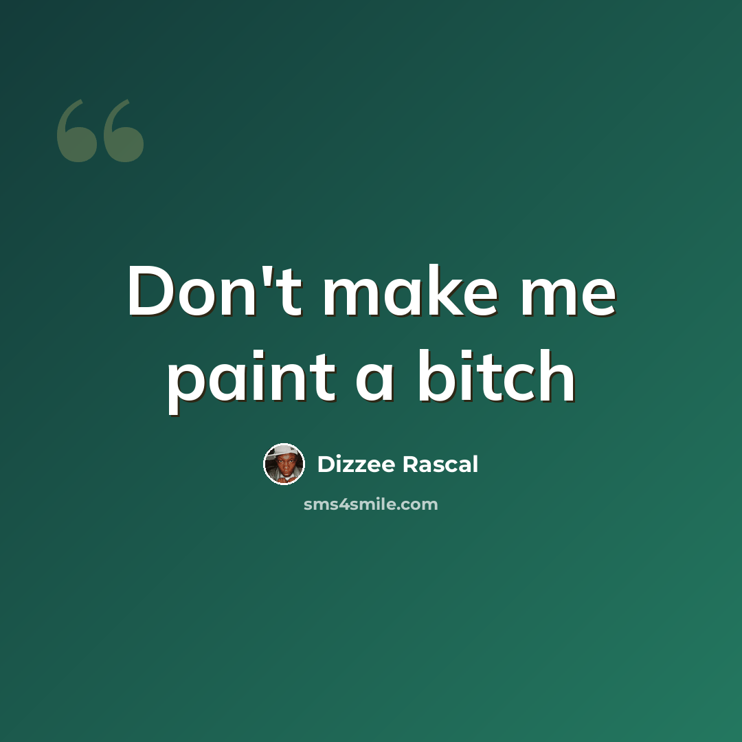 “Don't make me paint a bitch” quote by Dizzee Rascal