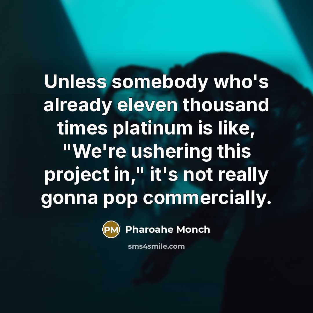 “Unless somebody who's already eleven thousand times platinum is like, "We're ushering this project in," it's not really gonna pop commercially.” quote by Pharoahe Monch
