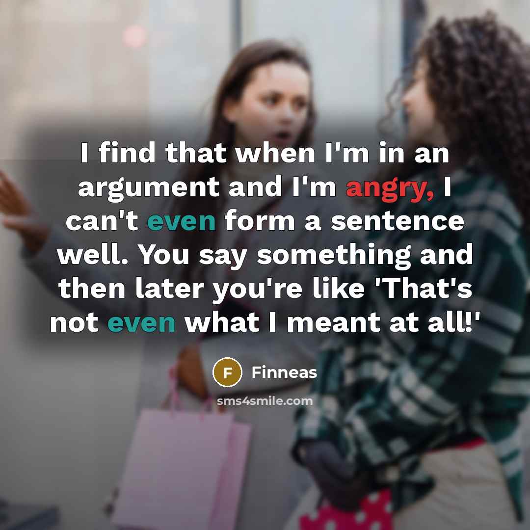 “I find that when I'm in an argument and I'm angry, I can't even form a sentence well. You say something and then later you're like 'That's not even what I meant at all!'” quote by Finneas