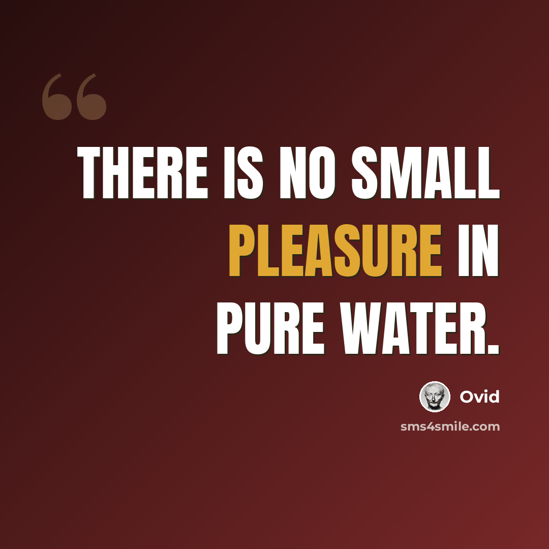 “There is no small pleasure in pure water.” quote by Ovid