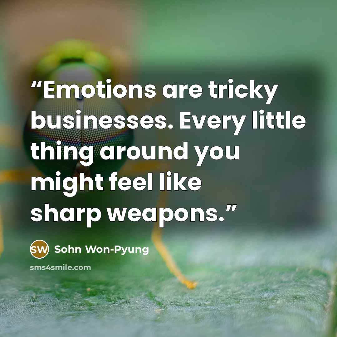 “Emotions are tricky businesses. Every little thing around you might feel like sharp weapons.” quote by Sohn Won-Pyung
