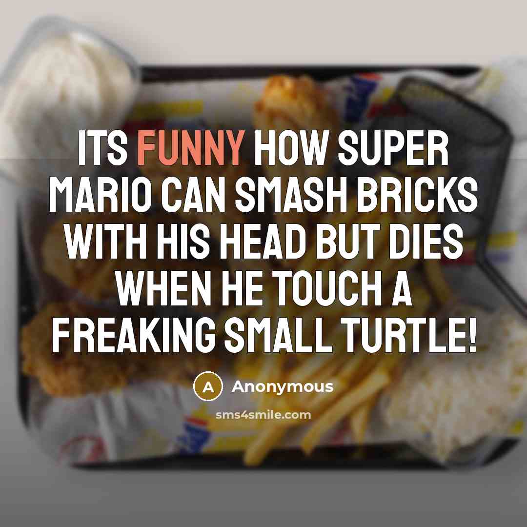 “Its funny how super mario can smash bricks with his head but dies when he touch a freaking small turtle!” quote by Anonymous