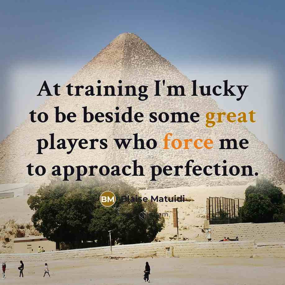 “At training I'm lucky to be beside some great players who force me to approach perfection.” quote by Blaise Matuidi