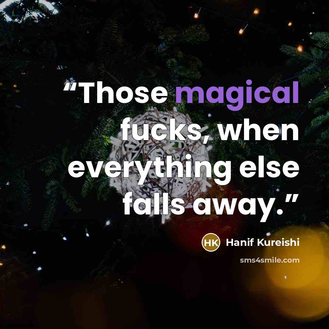 “Those magical fucks, when everything else falls away.” quote by Hanif Kureishi