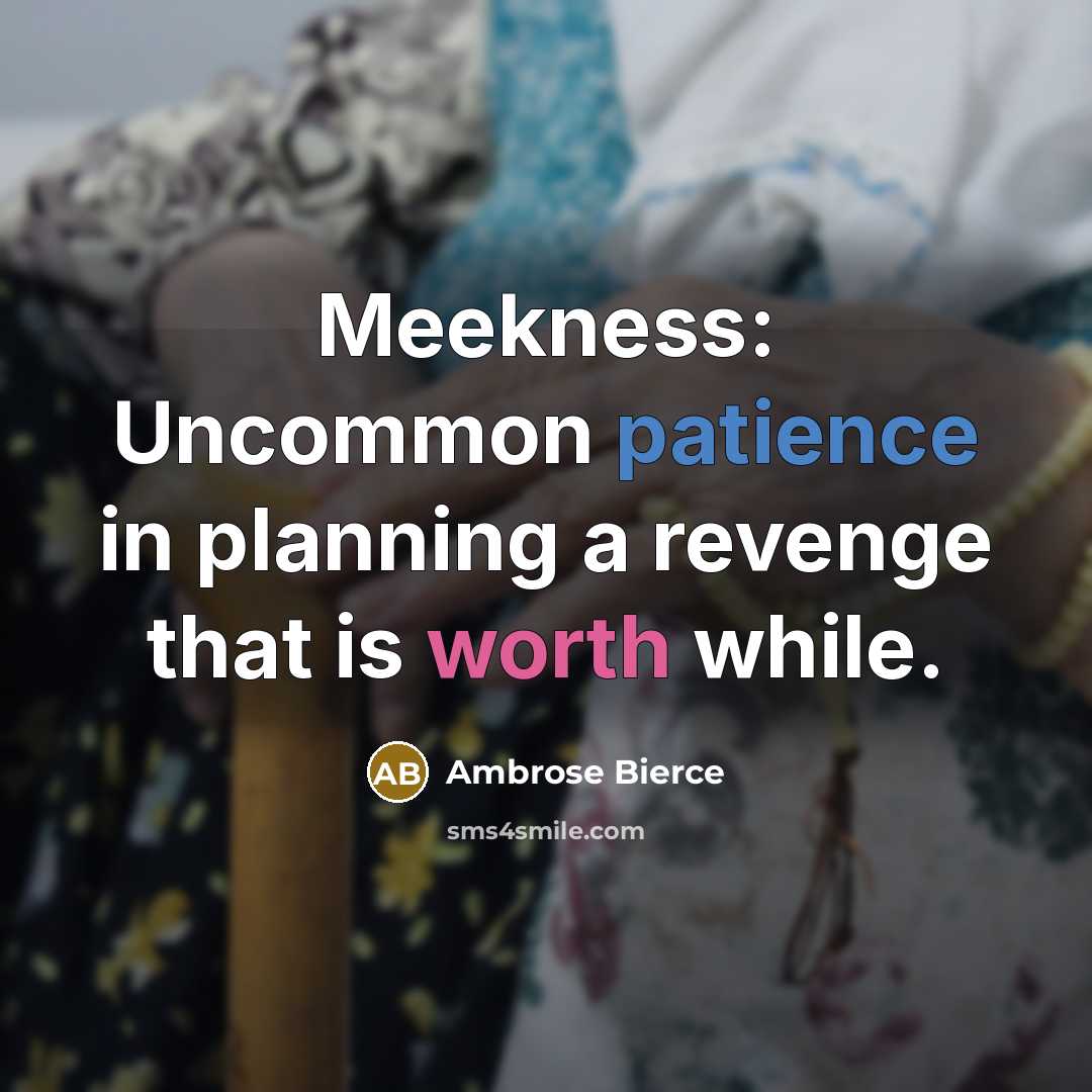 “Meekness: Uncommon patience in planning a revenge that is worth while.” quote by Ambrose Bierce