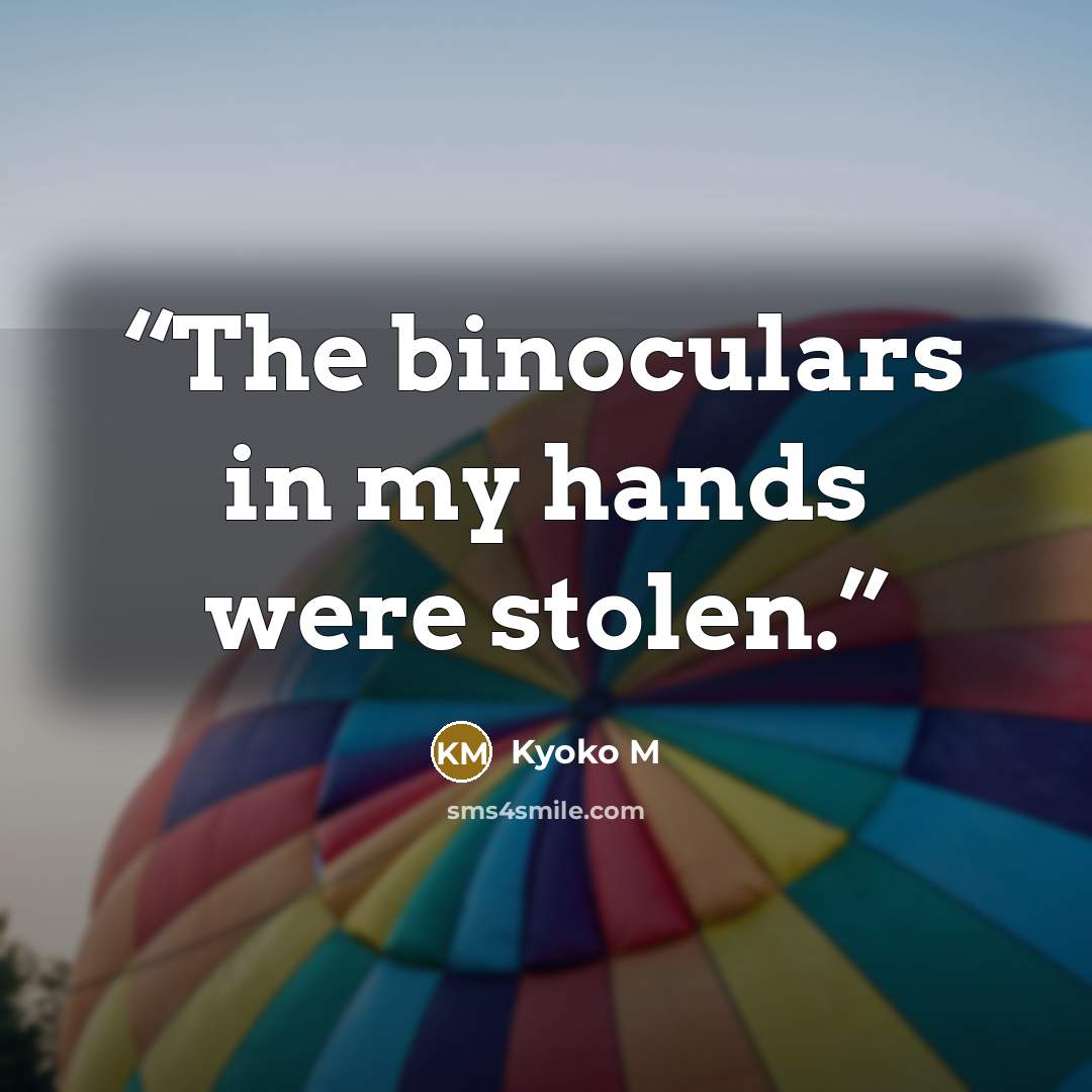 “The binoculars in my hands were stolen.” quote by Kyoko M