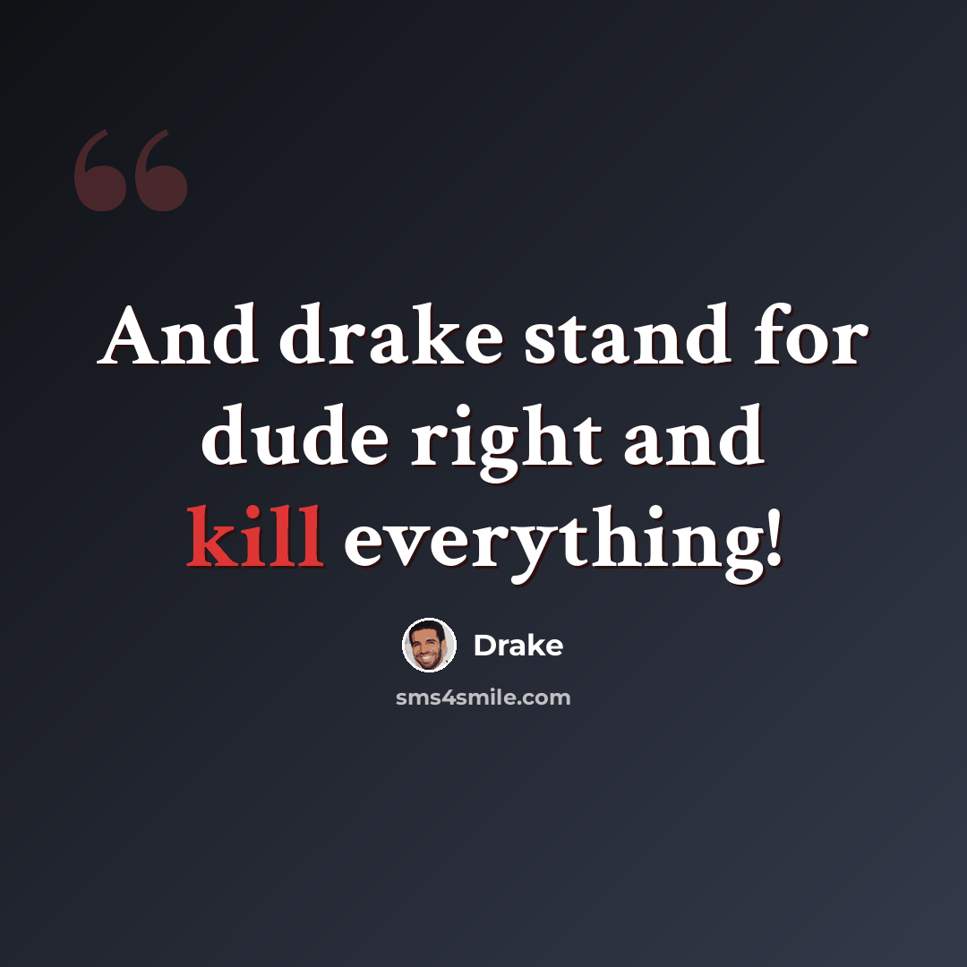 “And drake stand for dude right and kill everything!” quote by Drake