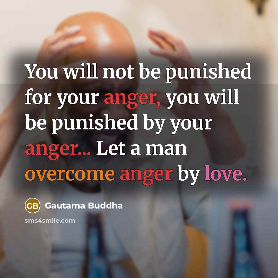 “You will not be punished for your anger, you will be punished by your anger... Let a man overcome anger by love.” quote by Gautama Buddha