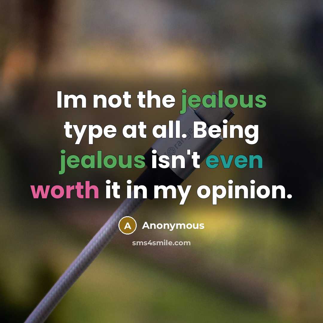 “Im not the jealous type at all. Being jealous isn't even worth it in my opinion.” quote by Anonymous