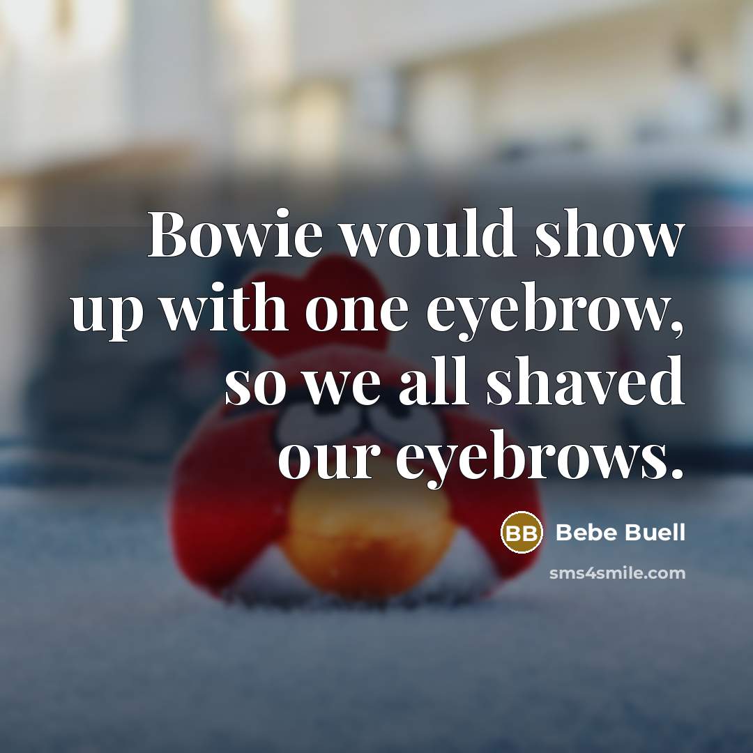 “Bowie would show up with one eyebrow, so we all shaved our eyebrows.” quote by Bebe Buell