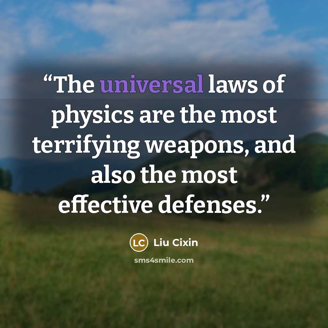 “The universal laws of physics are the most terrifying weapons, and also the most effective defenses.” quote by Liu Cixin