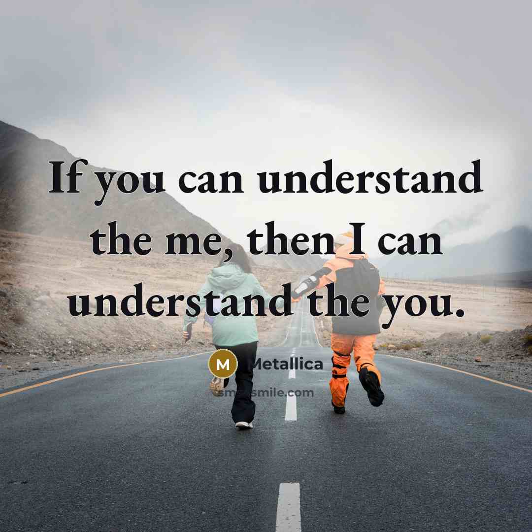 “If you can understand the me, then I can understand the you.” quote by Metallica
