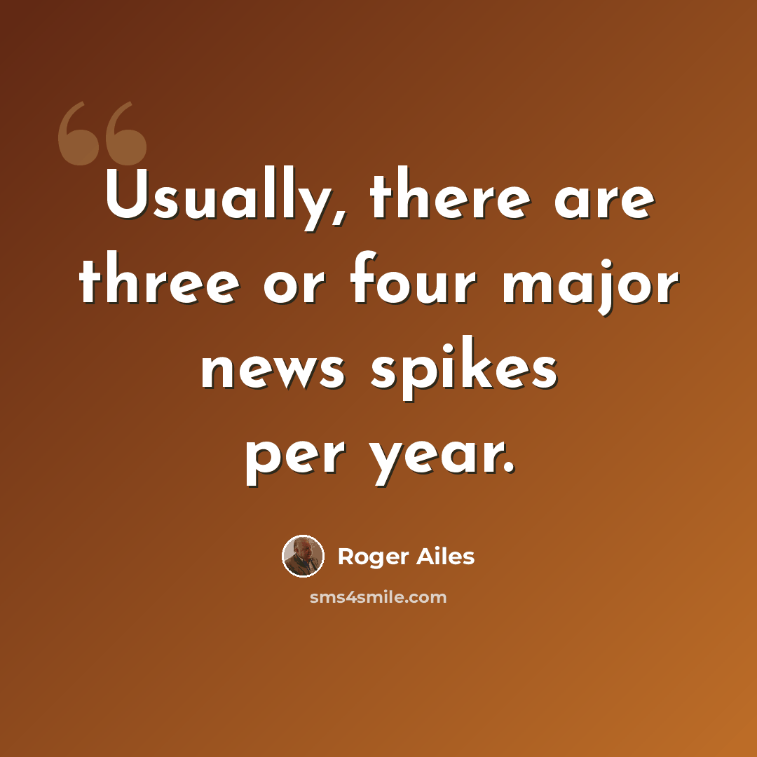 “Usually, there are three or four major news spikes per year.” quote by Roger Ailes