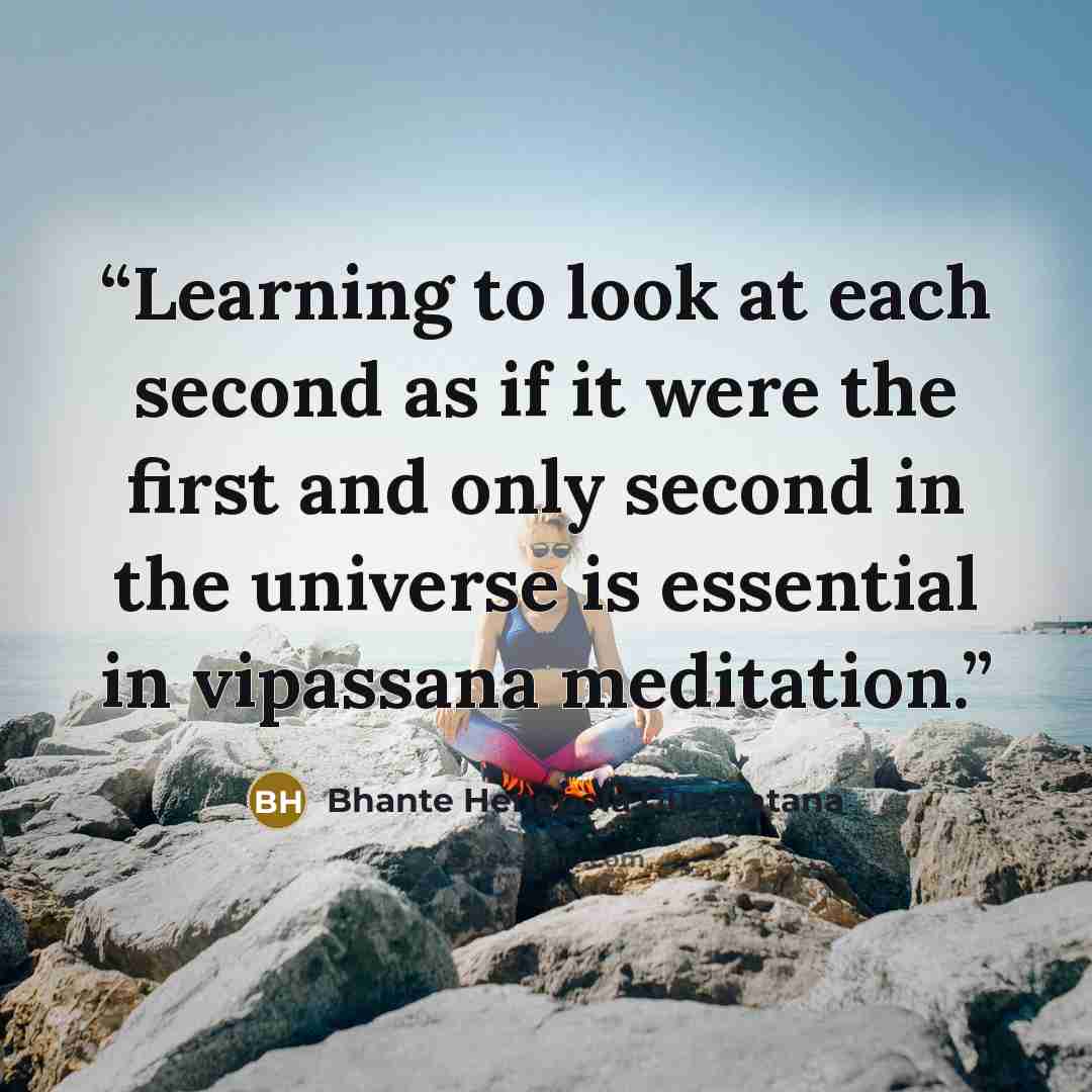 “Learning to look at each second as if it were the first and only second in the universe is essential in vipassana meditation.” quote by Bhante Henepola Gunaratana