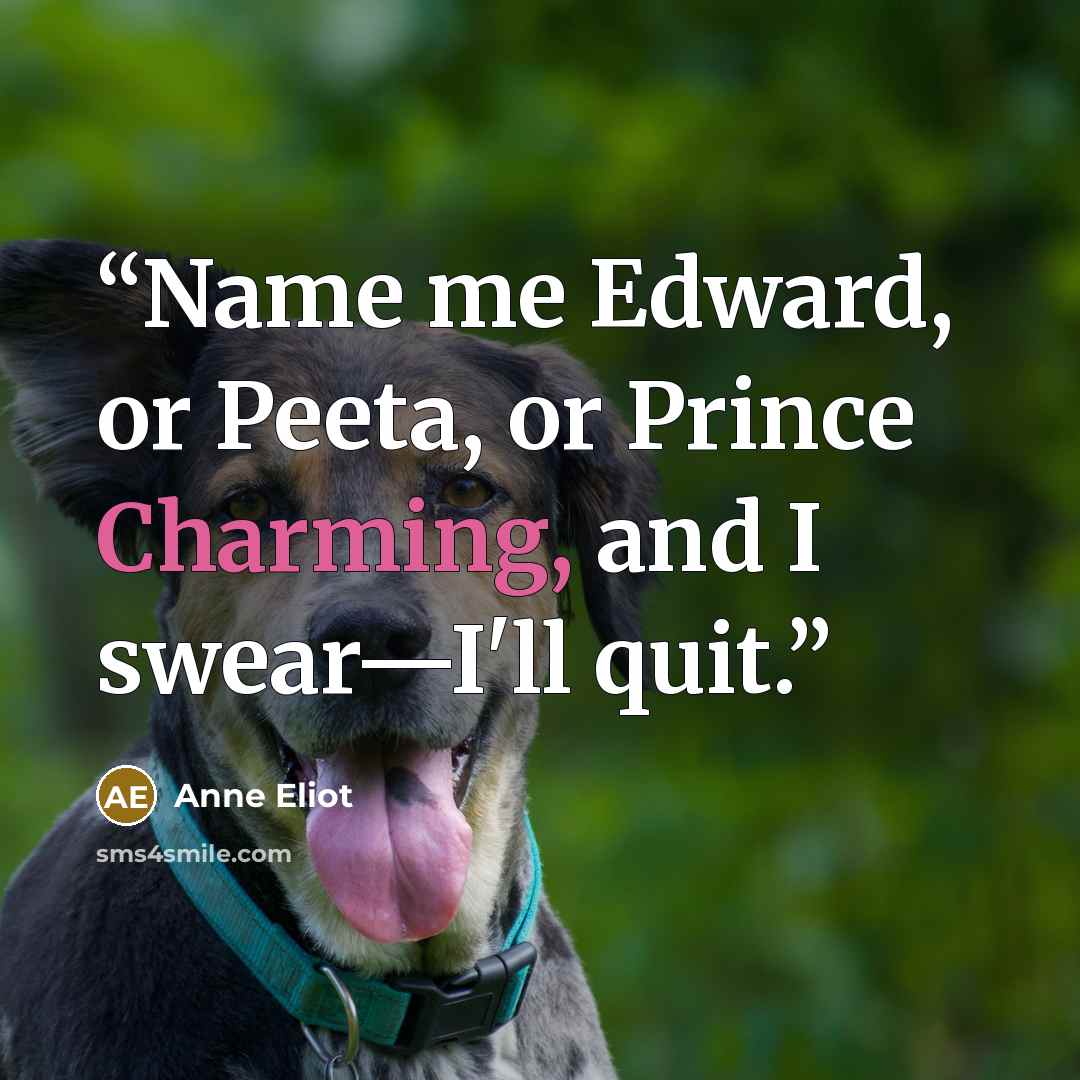 “Name me Edward, or Peeta, or Prince Charming, and I swear—I'll quit.” quote by Anne Eliot