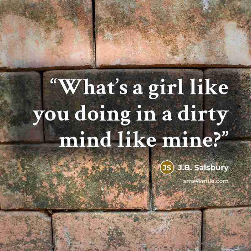“What’s a girl like you doing in a dirty mind like mine?” quote by J.B. Salsbury