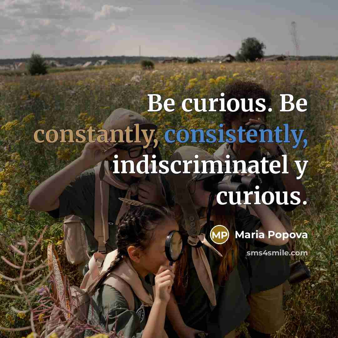 “Be curious. Be constantly, consistently, indiscriminatel y curious.” quote by Maria Popova