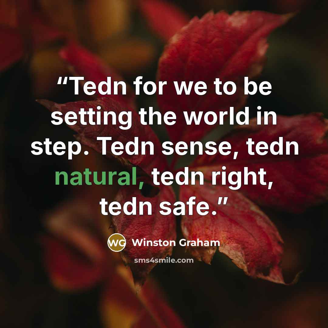 “Tedn for we to be setting the world in step. Tedn sense, tedn natural, tedn right, tedn safe.” quote by Winston Graham