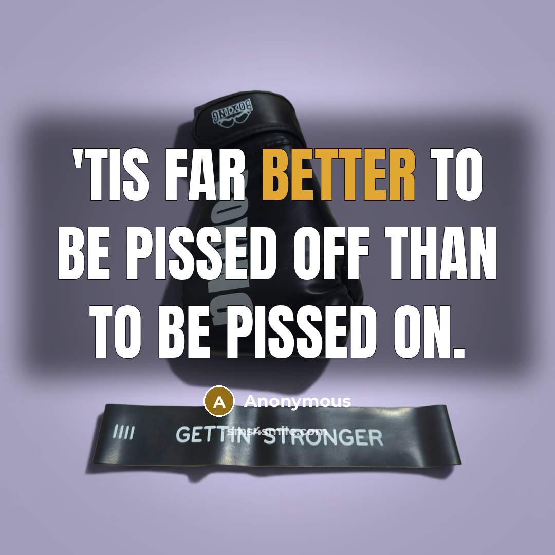 “'Tis far better to be pissed off than to be pissed on.” quote by Anonymous