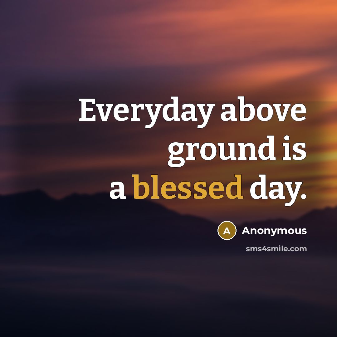 “Everyday above ground is a blessed day.” quote by Anonymous