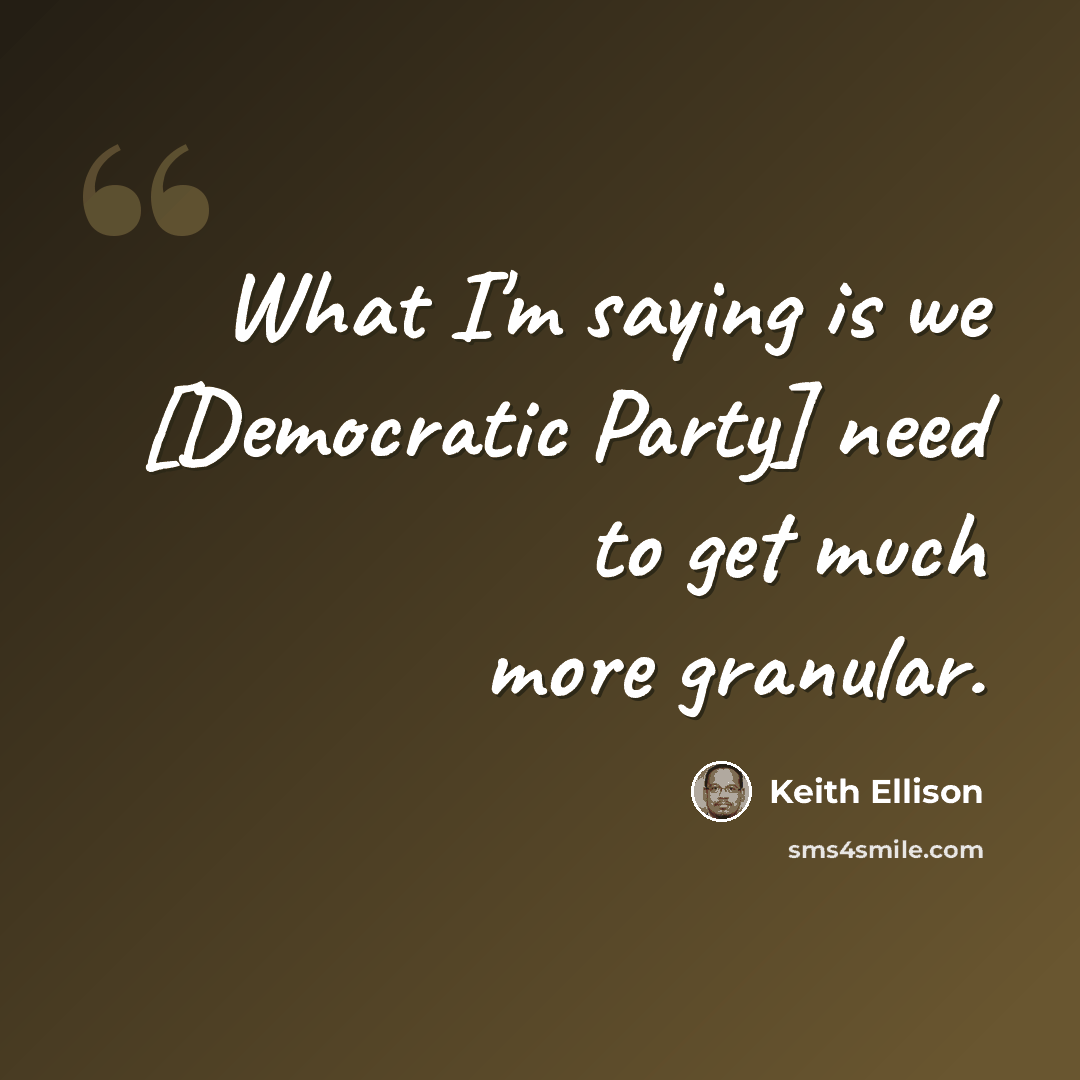 “What I'm saying is we [Democratic Party] need to get much more granular.” quote by Keith Ellison