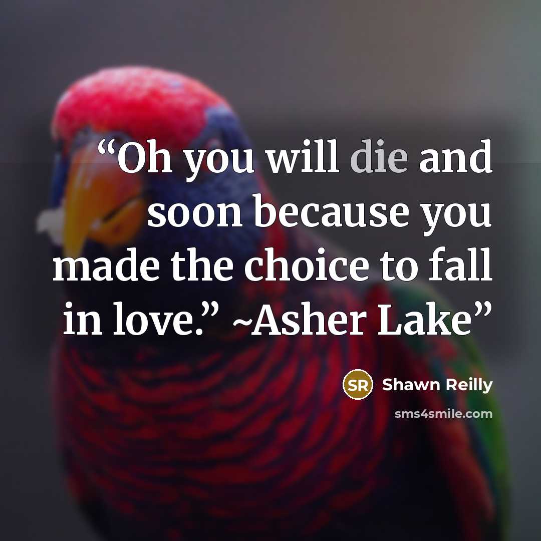 “Oh you will die and soon because you made the choice to fall in love.” ~Asher Lake” quote by Shawn Reilly