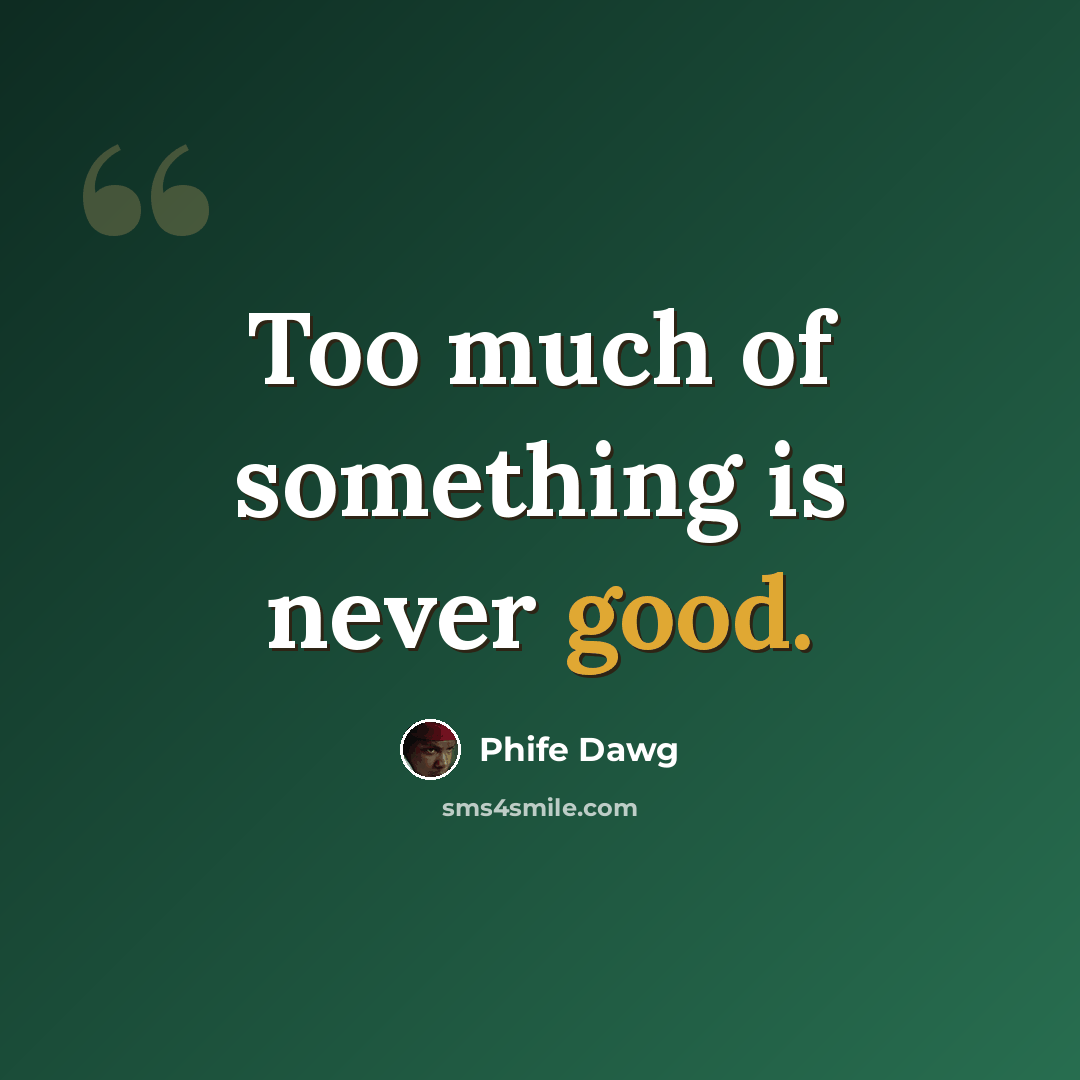 “Too much of something is never good.” quote by Phife Dawg